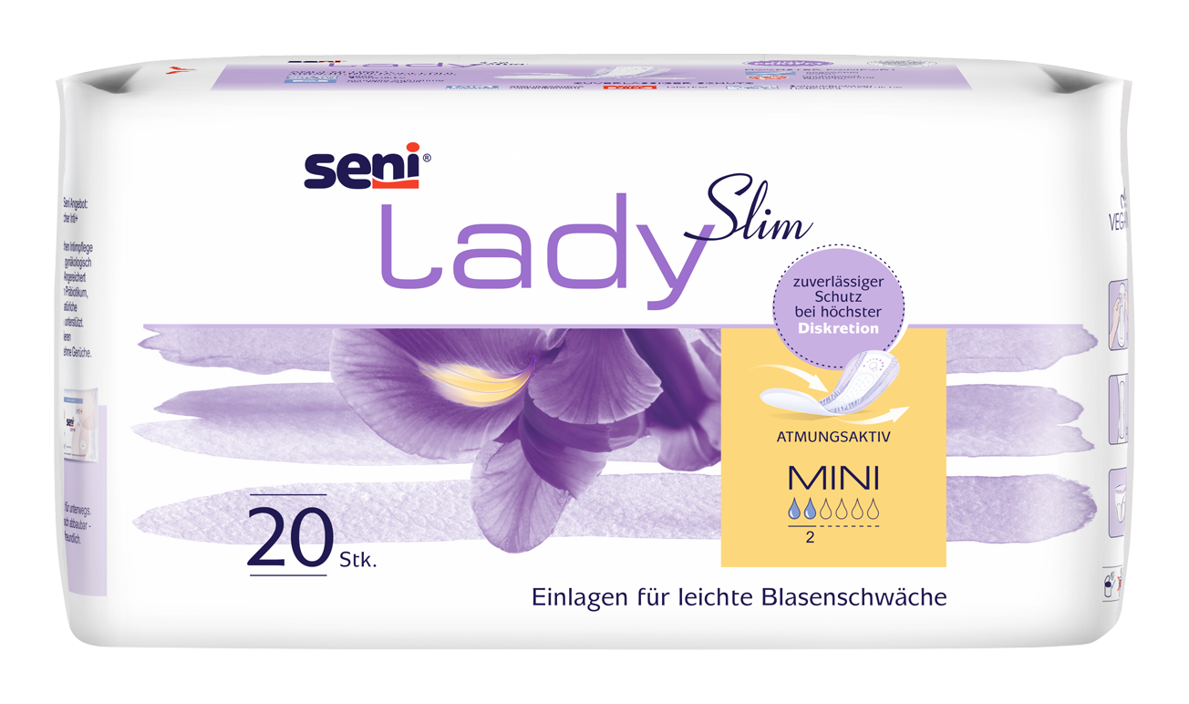 Seni Lady Slim Mini (2 Tropfen) - 20 Einlagen für Frauen mit leichter Blasenschwäche