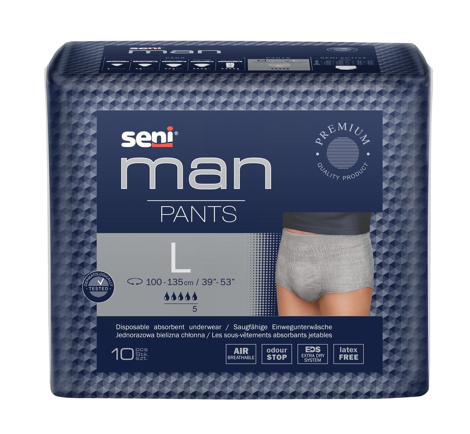 Seni Man Pants Large - 10 Pants für Männer bei leichter bis mittlerer Blasenschwäche