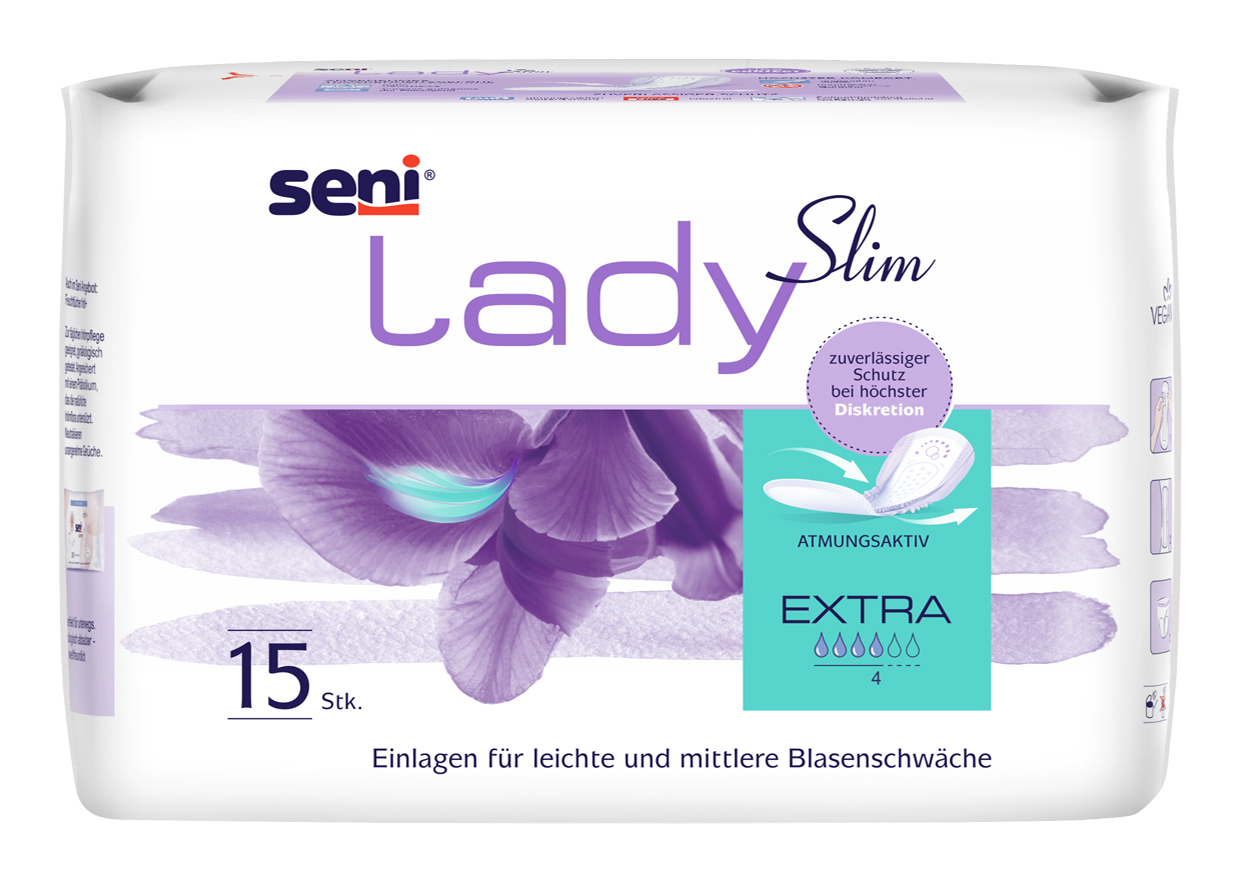 Seni Lady Slim Extra (4 Tropfen) - 15 Einlagen für Frauen mit mittlerer Blasenschwäche