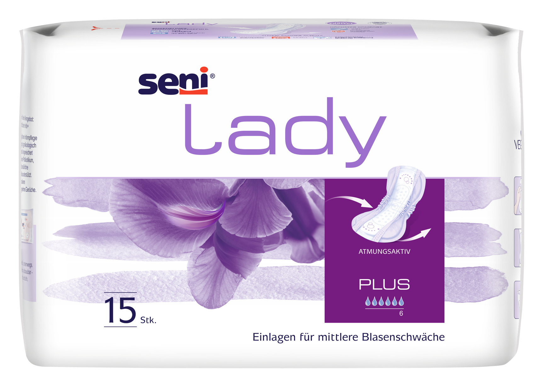 Seni Lady Plus (6 Tropfen) - 15 Einlagen für Frauen mit schwerer Blasenschwäche