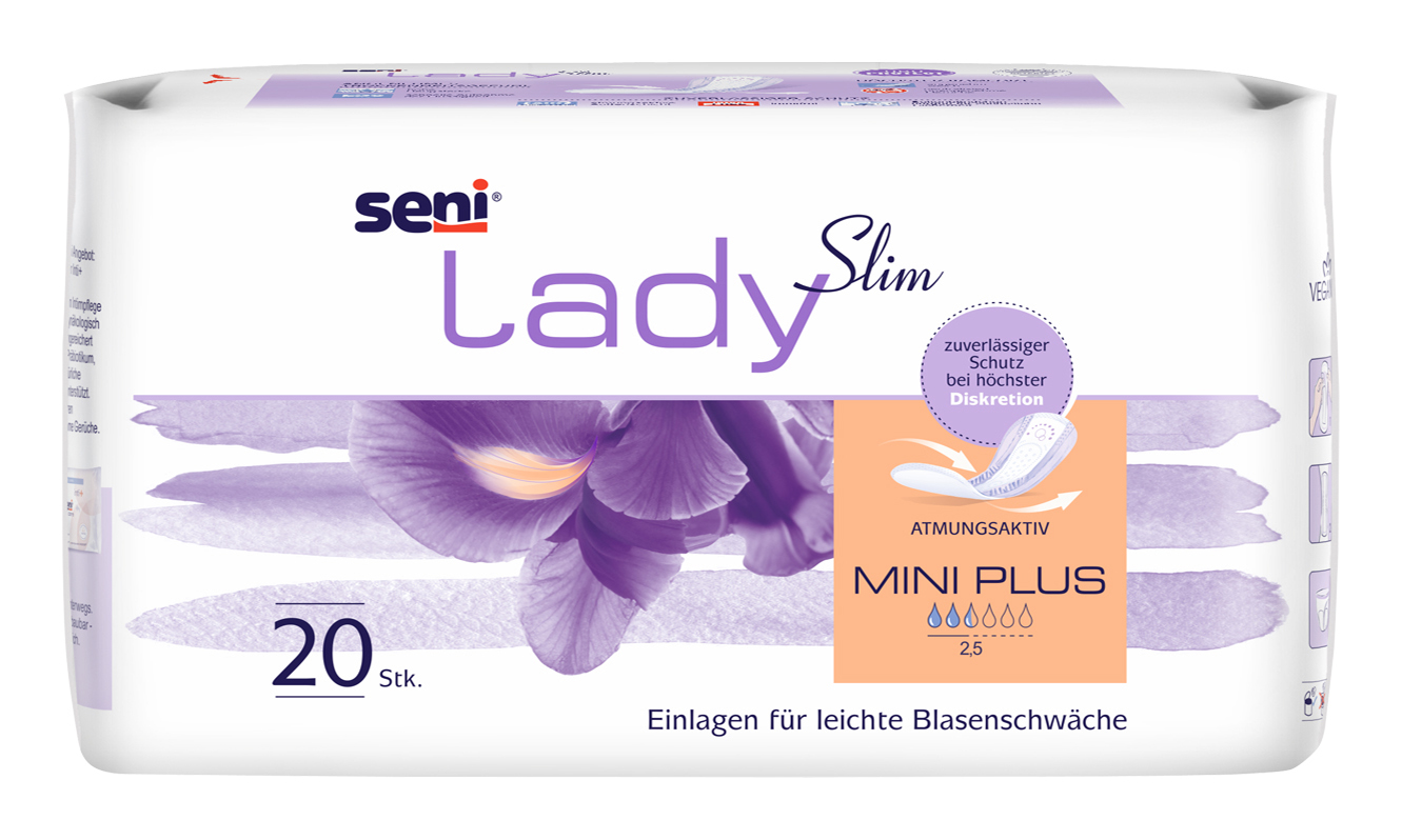 Seni Lady Slim Mini Plus (2,5 Tropfen) - 20 Einlagen für Frauen mit mittlerer Blasenschwäche