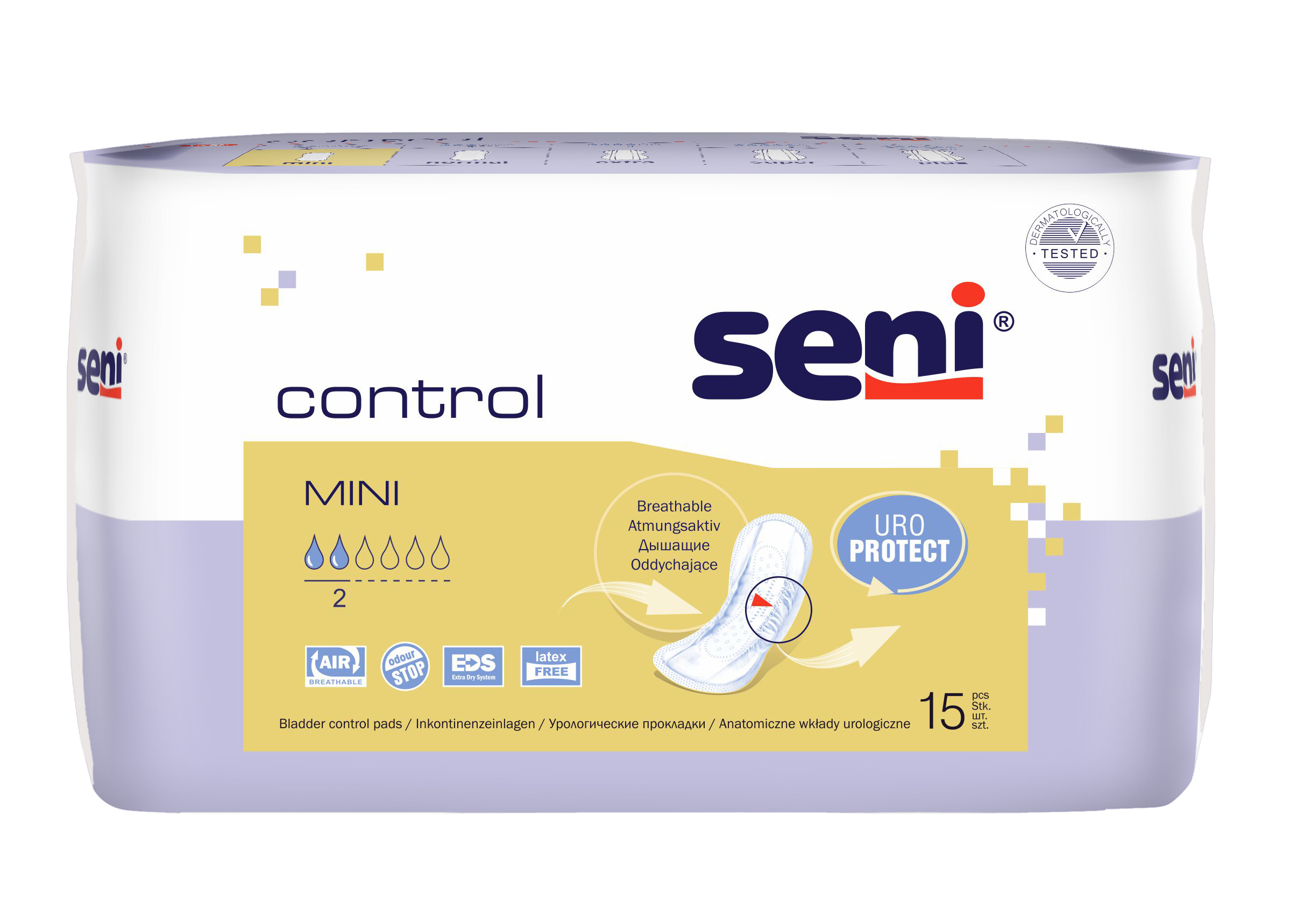 Seni Control Mini (2 Tropfen) - 15 Einlagen bei Harninkontinenz für Männer und Frauen
