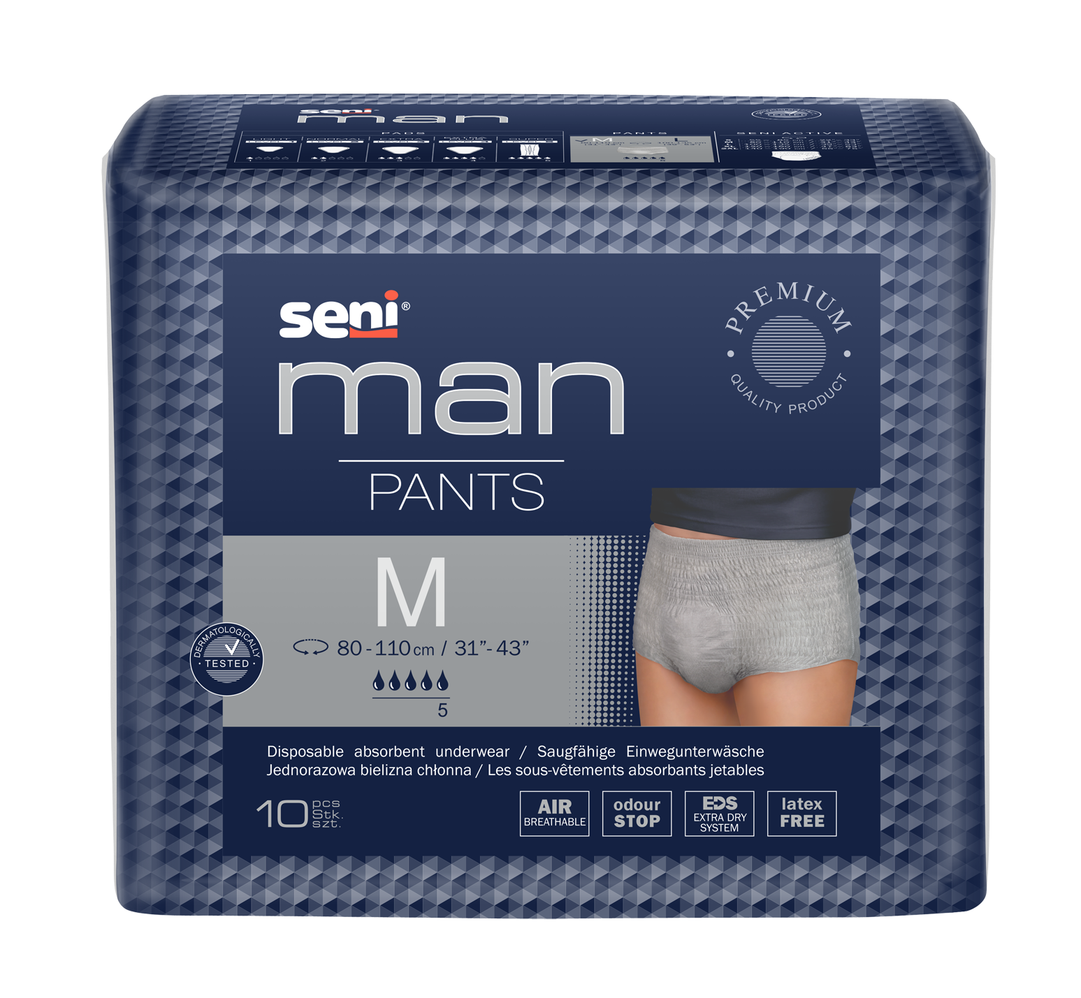 Seni Man Pants Medium - 10 Pants für Männer bei leichter bis mittlerer Blasenschwäche