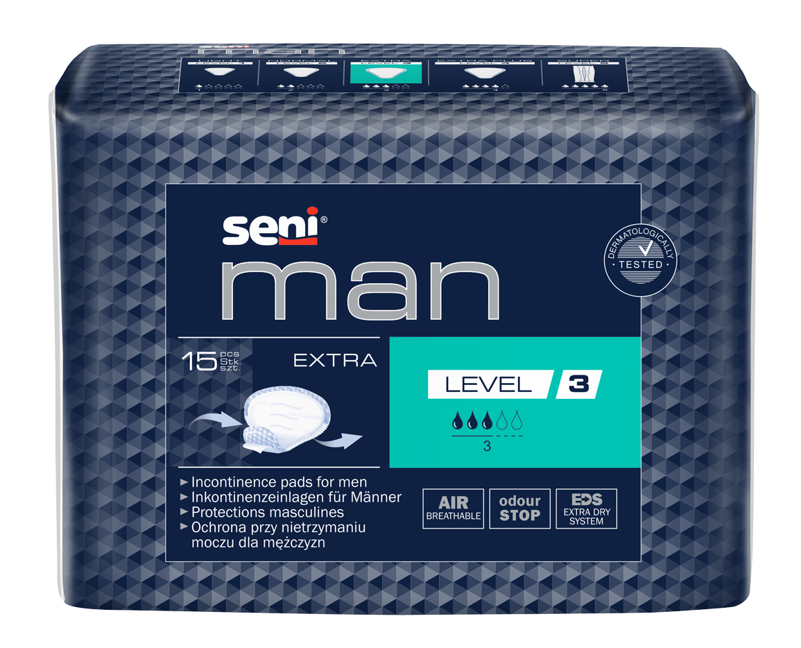 Seni Man Extra Level 3 (3 Tropfen) - 15 Einlagen für Männer bei leichter und mittlerer Harninkontinenz