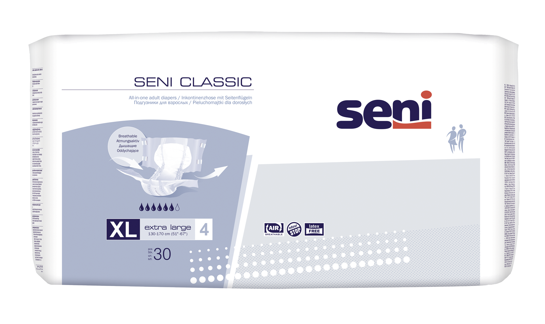 Seni Classic Extra Large - 30 Windeln bei mittlerer bis schwerer Harn- und Stuhlinkontinenz Seni Classic Extra Large - 30 Windeln bei mittlerer bis schwerer Harn- und Stuhlinkontinenz