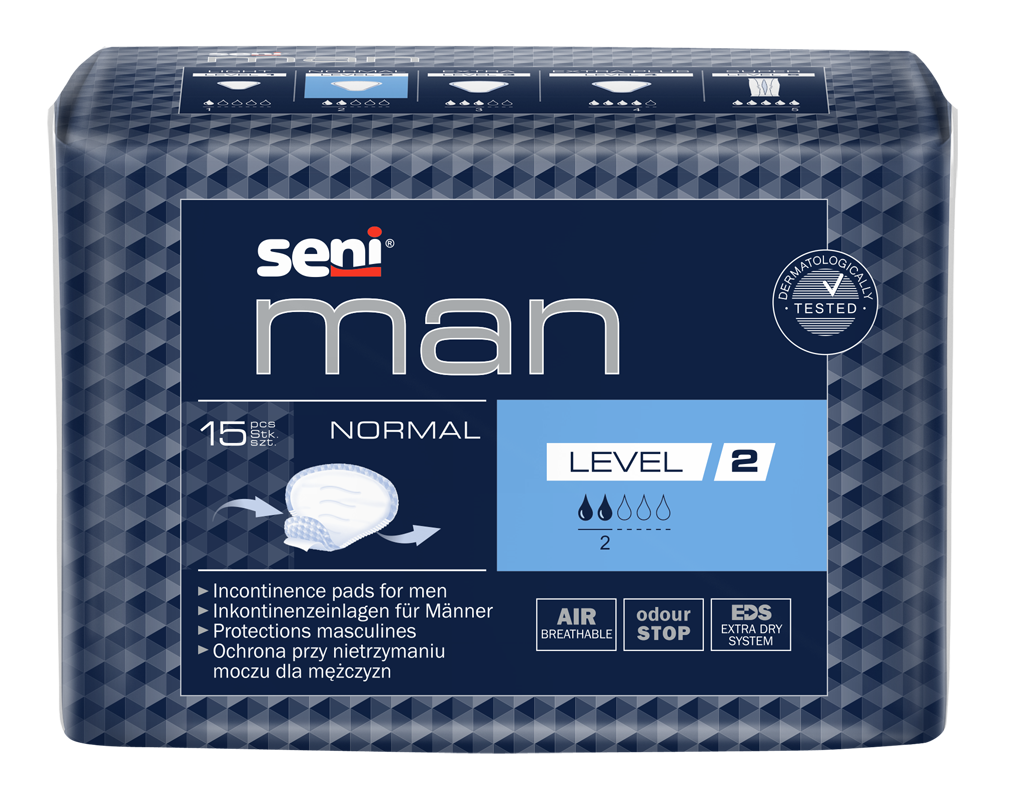 Seni Man Normal Level 2 (2 Tropfen) - 15 Einlagen für Männer bei leichter Harninkontinenz